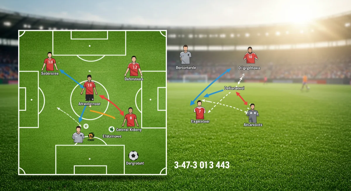 Graphical representation of 3-4-3 football formation with player roles