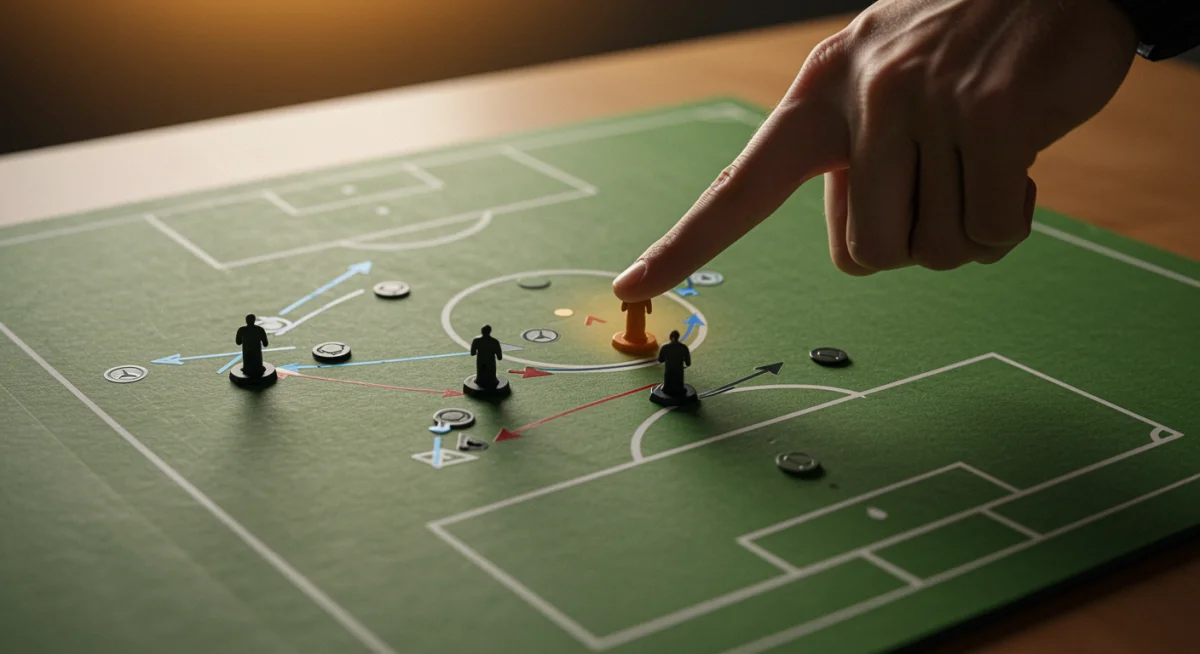 Tactical board illustrating 4-2-3-1 formation and strategic movements