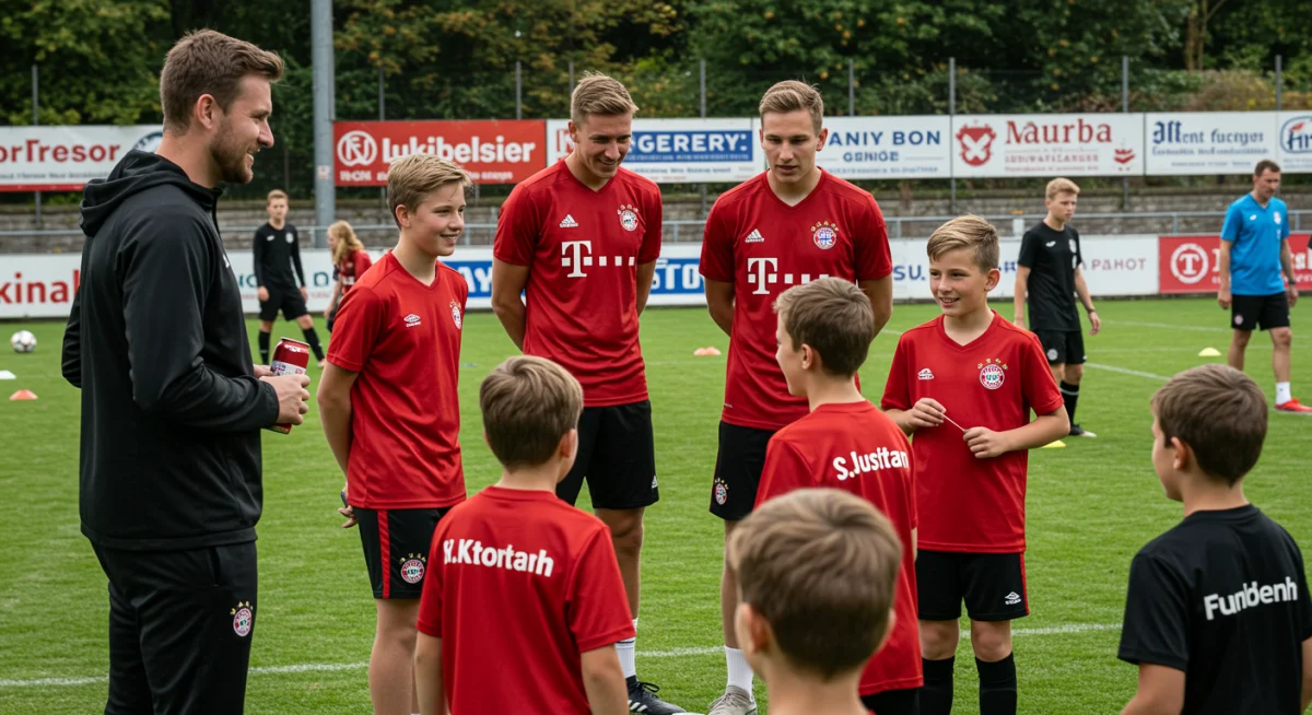 Bundesliga players interacting with local youth at a community outreach event.