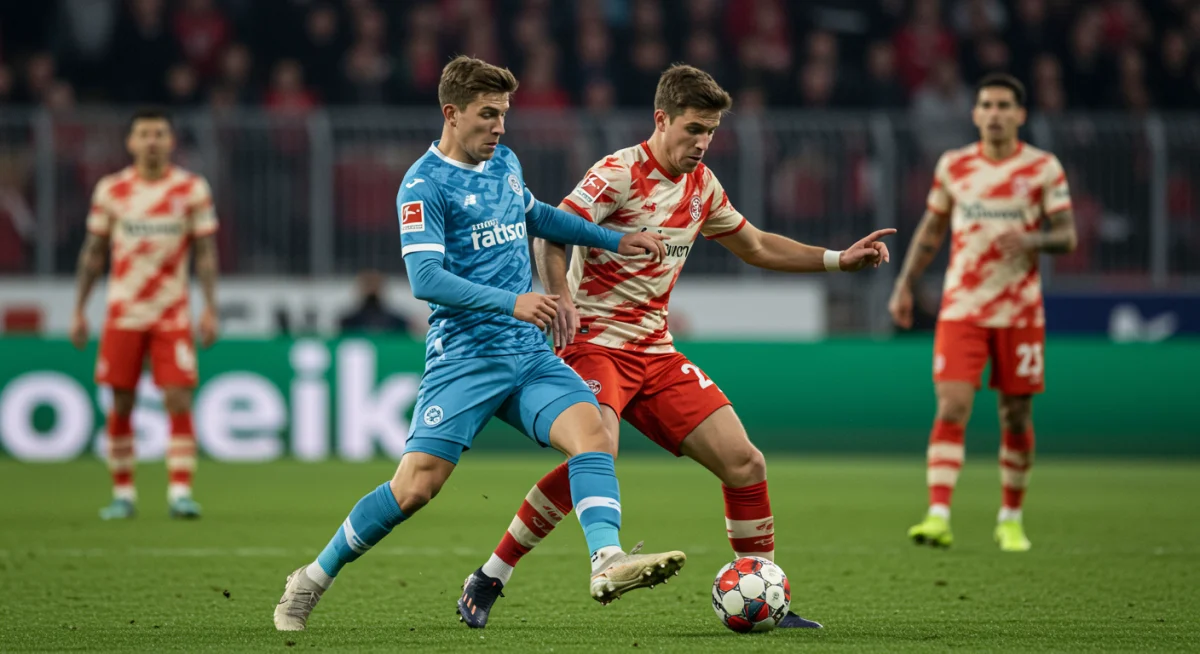 Bundesliga player executing an aggressive high press tactic