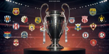 Champions League Group Stage Draws: Toughest 2025-2026 Groups Champions League trophy with club crests, symbolizing group stage draws