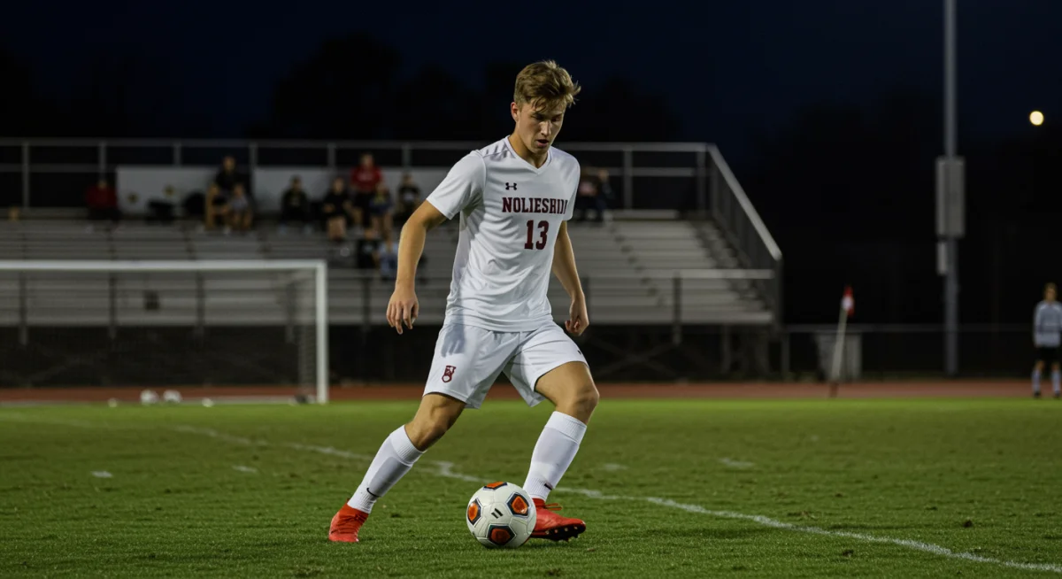 College soccer player dribbling ball, navigating eligibility requirements