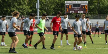 College Soccer Camps: Boost 2025 Prospects Visibility by 20% College soccer prospects during an intense exposure camp drill, observed by coaches