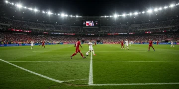 Dynamic shot of a Concacaf Champions Cup knockout match in February 2025