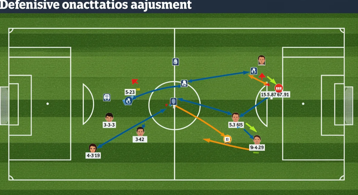 Detailed football pitch graphic showing defensive tactical shift