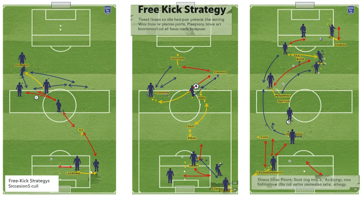 Tactical diagram detailing free-kick strategies and player positioning in soccer.