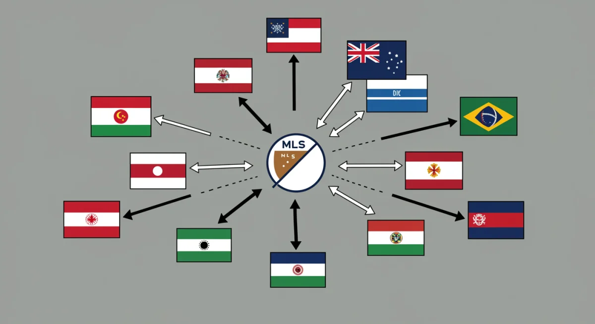 Global transfer pathways to MLS, illustrating international player movement.