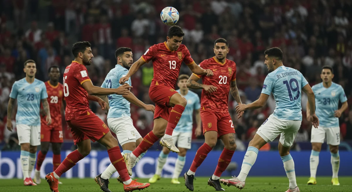 Midfielder executing high press during an international friendly match