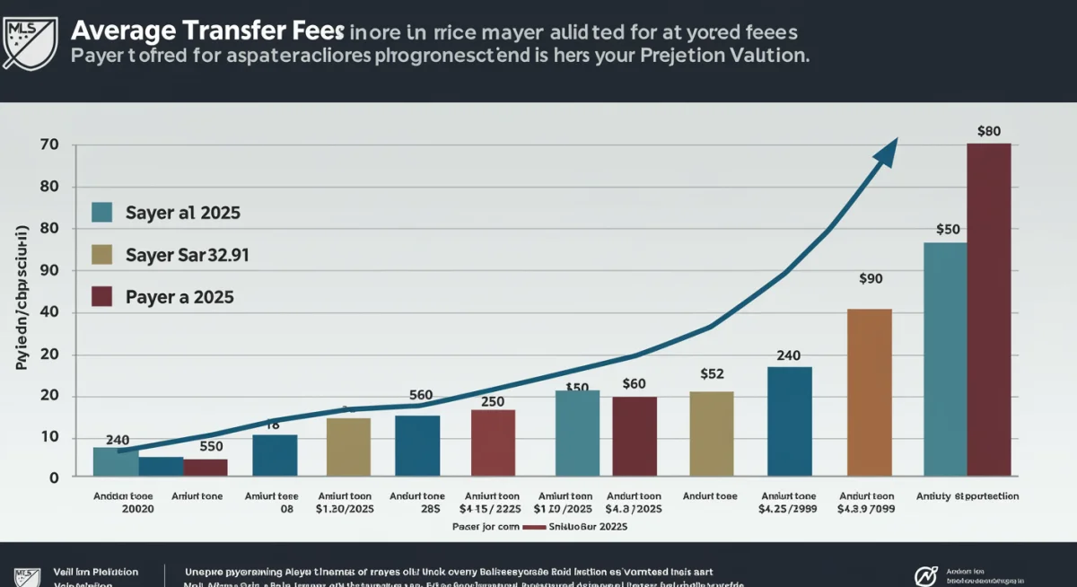 Infographic displaying a rising trend in MLS player transfer fees from 2020 to projected 2025.