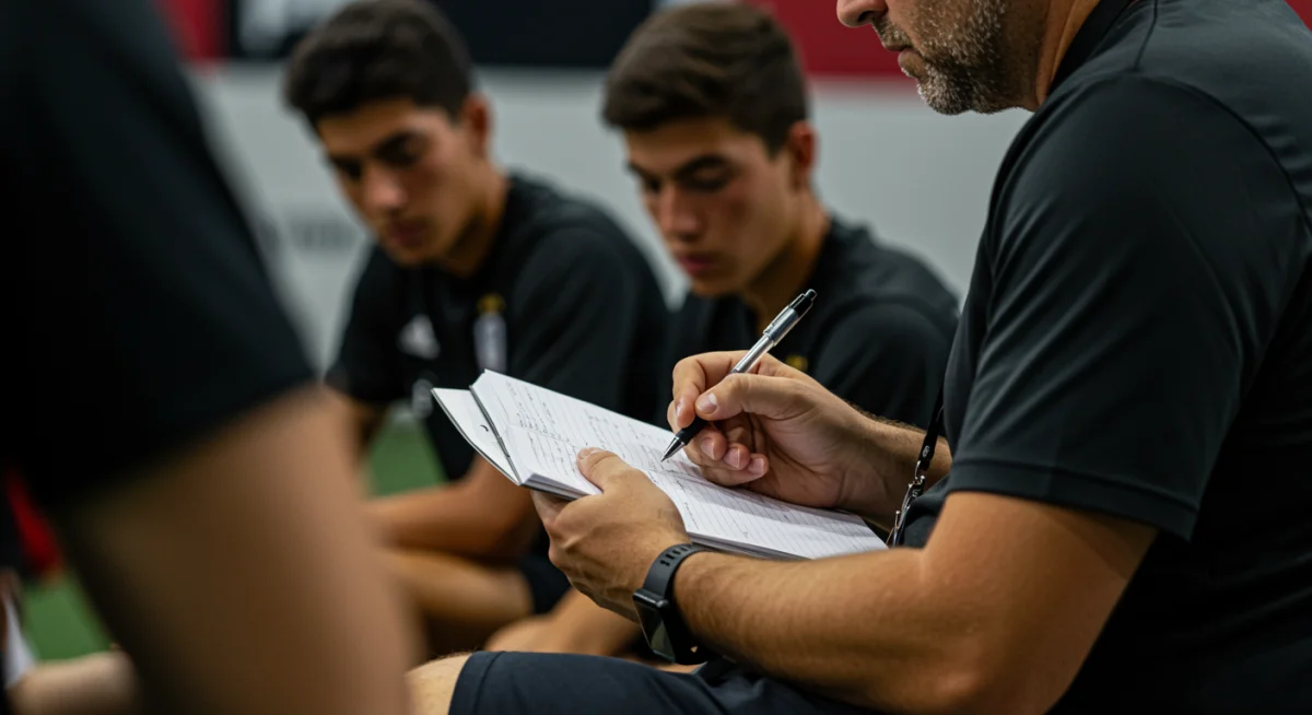 Soccer scout observing young talent at an MLS combine