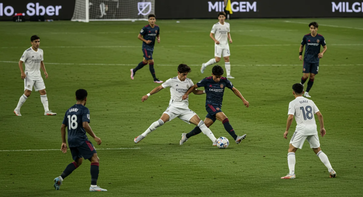 Young MLS talent making a crucial pass in game