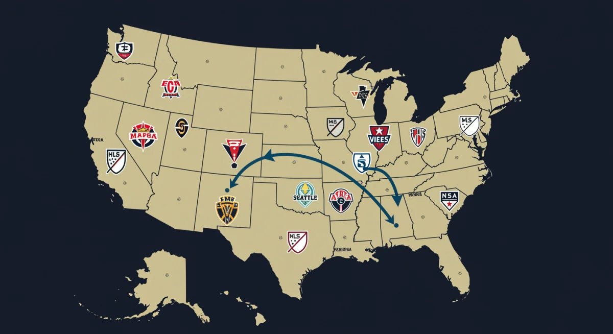 Map of MLS teams and potential destinations for European players.