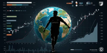 Dynamic graphic representing the MLS transfer market in January 2025 with player silhouettes and financial data.