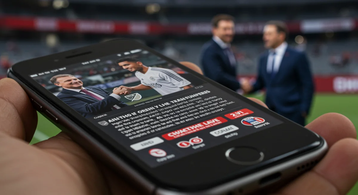 Smartphone screen showing MLS transfer rumor news