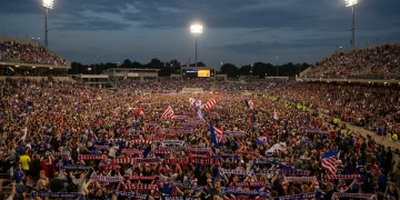 Packed stadium celebrates historic American soccer moment