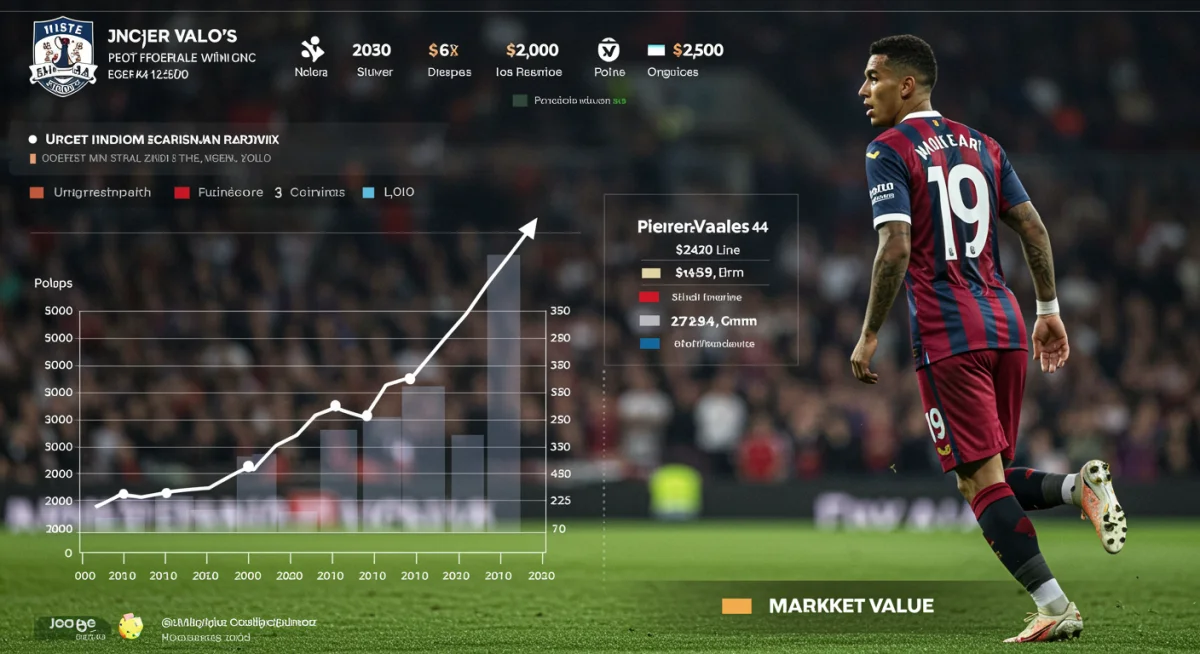 Statistical analysis of a breakout football player's goal-scoring performance and rising market value.