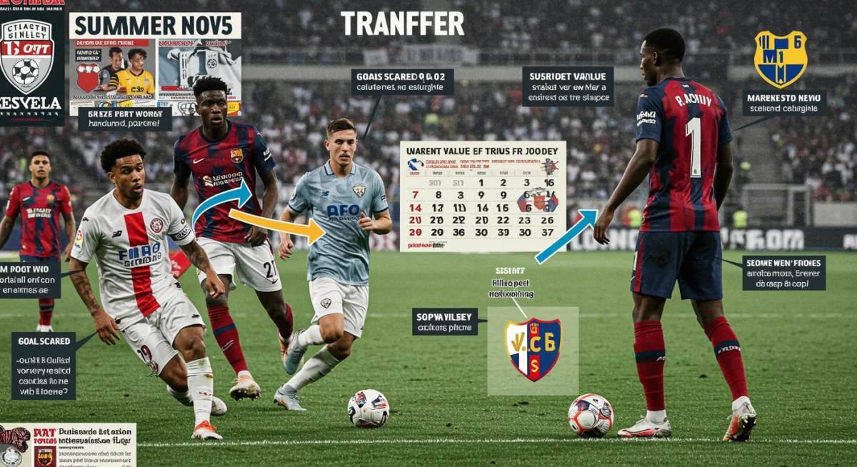 Infographic detailing a hypothetical player transfer, highlighting key performance metrics and market value in the 2025 window.