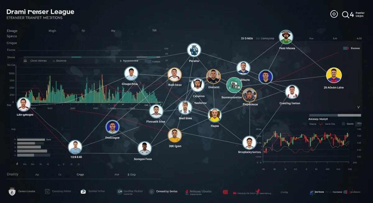 Transfer market dashboard with player values, financial impact