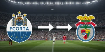 Primeira Liga's Global Reach: 2 Clubs Dominate Transfers in 2025 FC Porto and SL Benfica crests dominating global transfer market in 2025, Portuguese Primeira Liga.