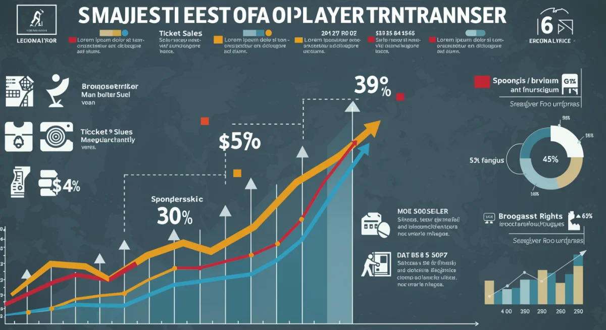 Infographic detailing revenue streams impacted by MLS star player transfers, showing increases in ticket sales, merchandise, and sponsorships.