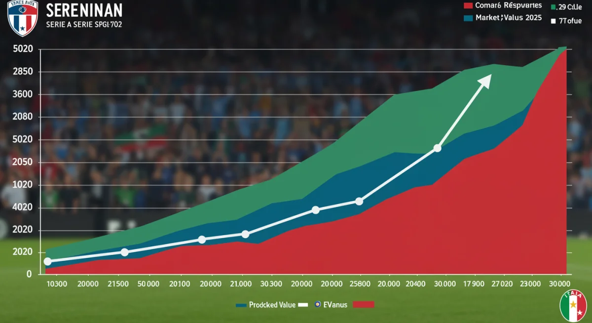 Financial charts showing Serie A revenue growth and market value increase up to 2025