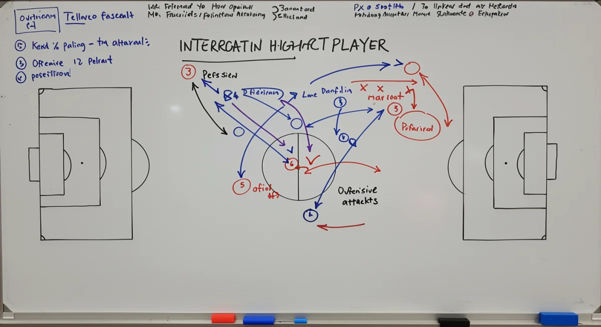 Tactical whiteboard with soccer strategy for new signing