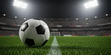 Soccer ball on field after surprising friendly upset