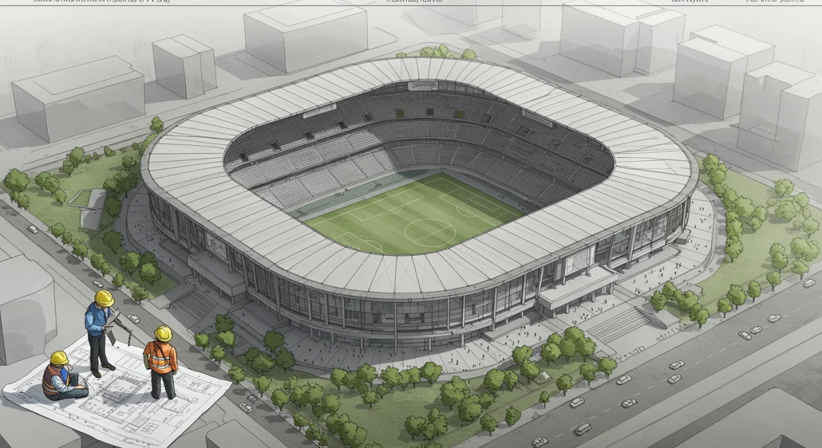 Architectural blueprint of a new Serie A stadium project
