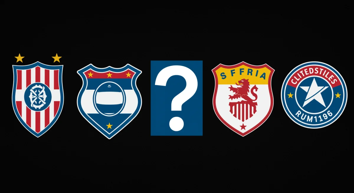 Montage of top club badges with a central question mark, symbolizing 2025 soccer transfer speculation.