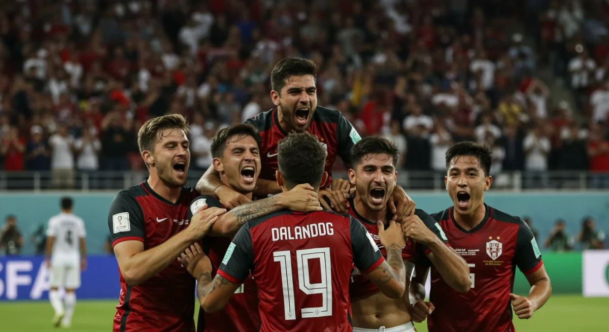 Underdog team celebrating unexpected friendly win