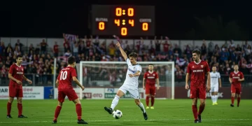 8 Unexpected Upsets in American Soccer: A Deep Dive Unexpected soccer upset with underdog team celebrating on a vibrant night field.