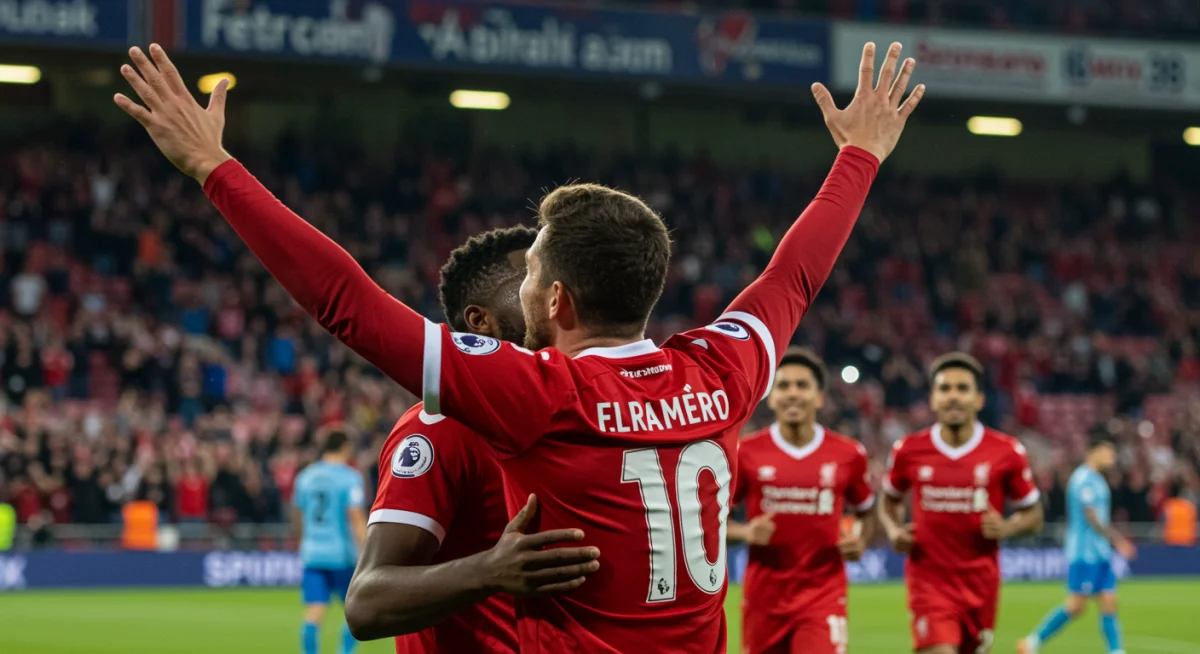 Joueur célébrant un but crucial avec ses coéquipiers, symbolisant l'impact d'une action individuelle décisive.