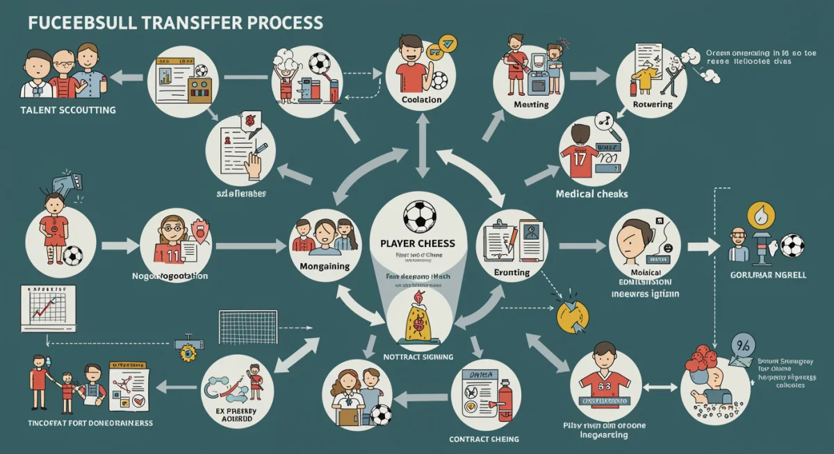 Infographie du processus de transfert réussi d'un joueur dans un club.