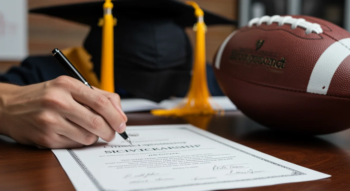 Certificat de bourse sportive signé, symbolisant l'opportunité éducative et sportive.