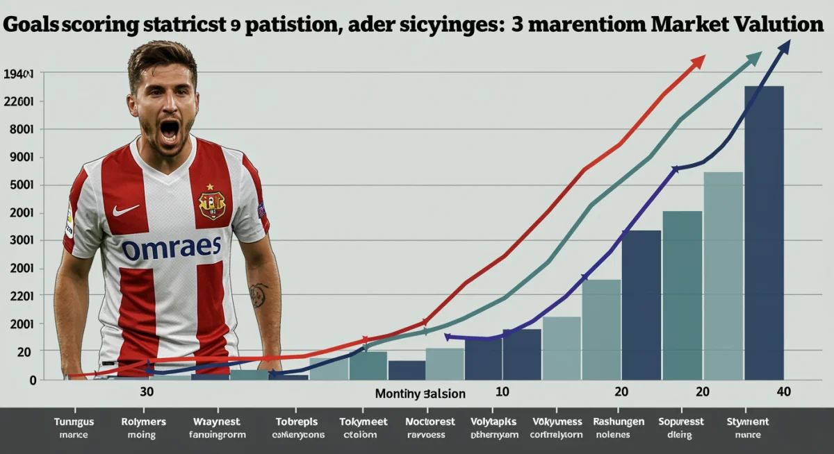 Infographie montrant la corrélation entre les statistiques de performance d'un joueur sur trois mois et l'évolution de sa valeur marchande.